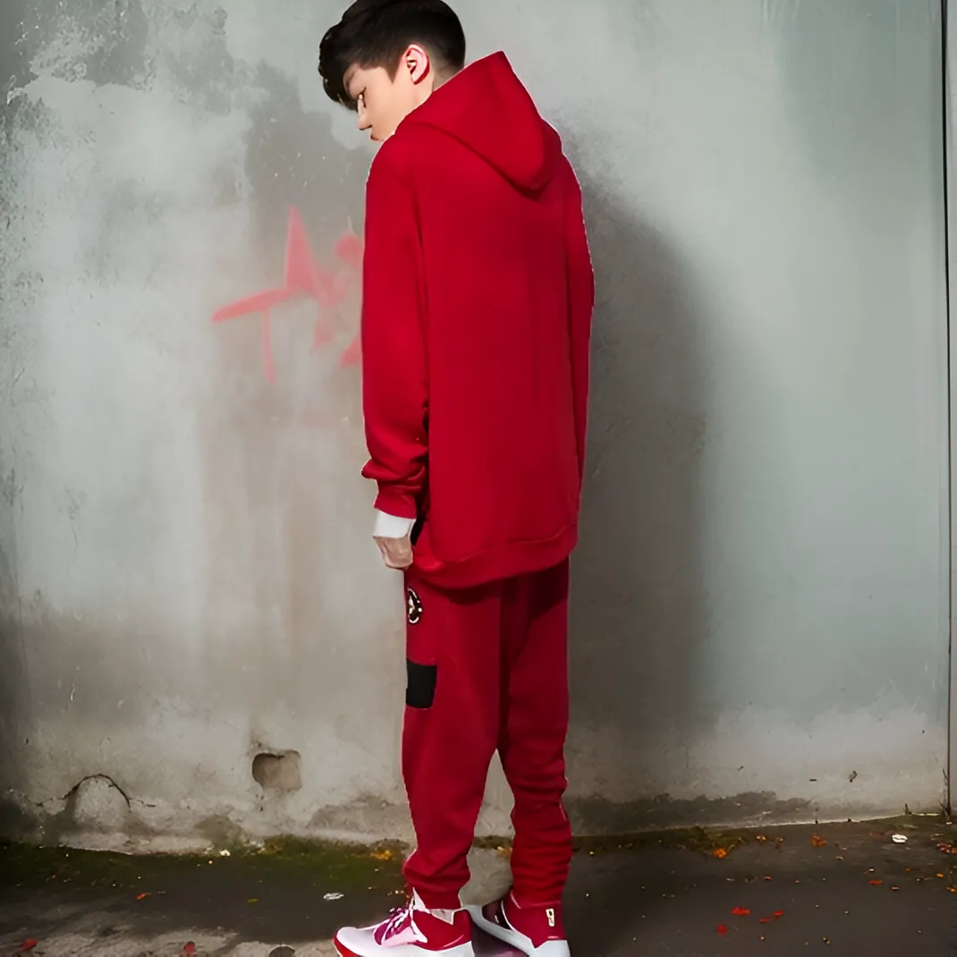 ^SEAN JOHN^ (RED-MULTI) POLYESTER HOODED ZIP UP TRACKSUITS (XB SIZED)