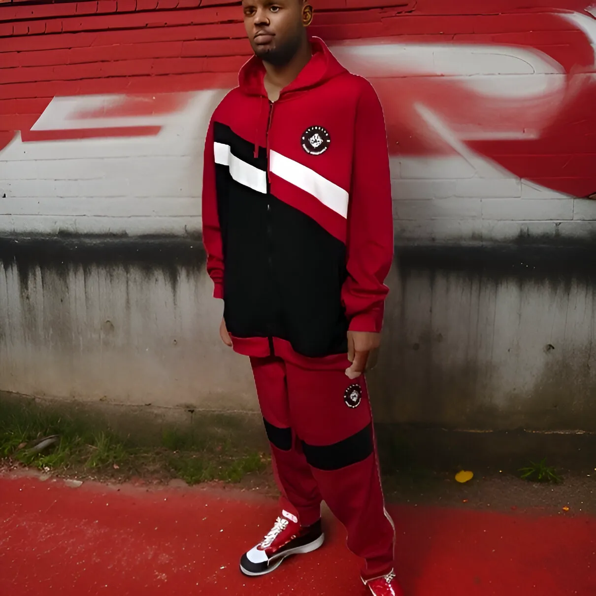 ^SEAN JOHN^ (RED-MULTI) POLYESTER HOODED ZIP UP TRACKSUITS (XB SIZED)