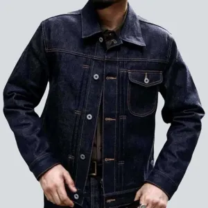 Selvedge dark wash jean jacket
 for men