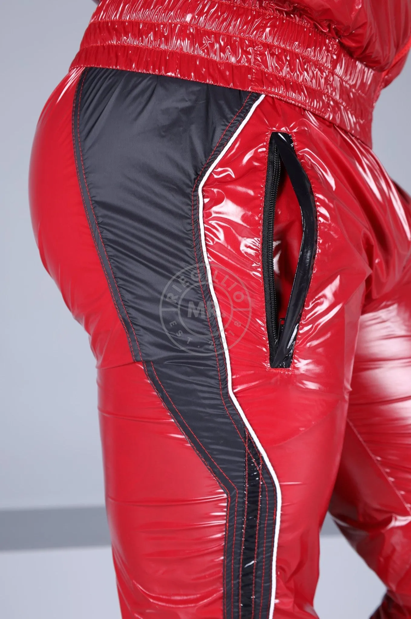 Shiny Nylon 24 Tracksuit Pants - Red