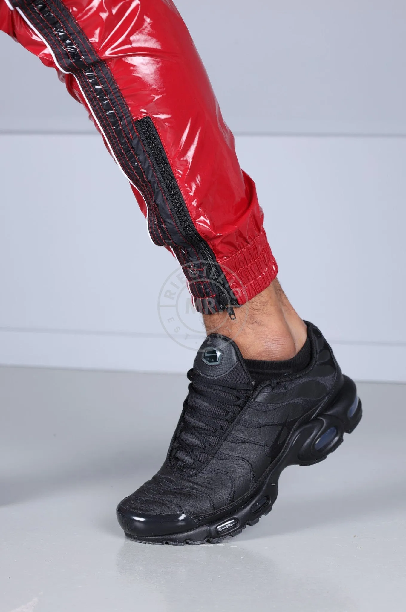 Shiny Nylon 24 Tracksuit Pants - Red