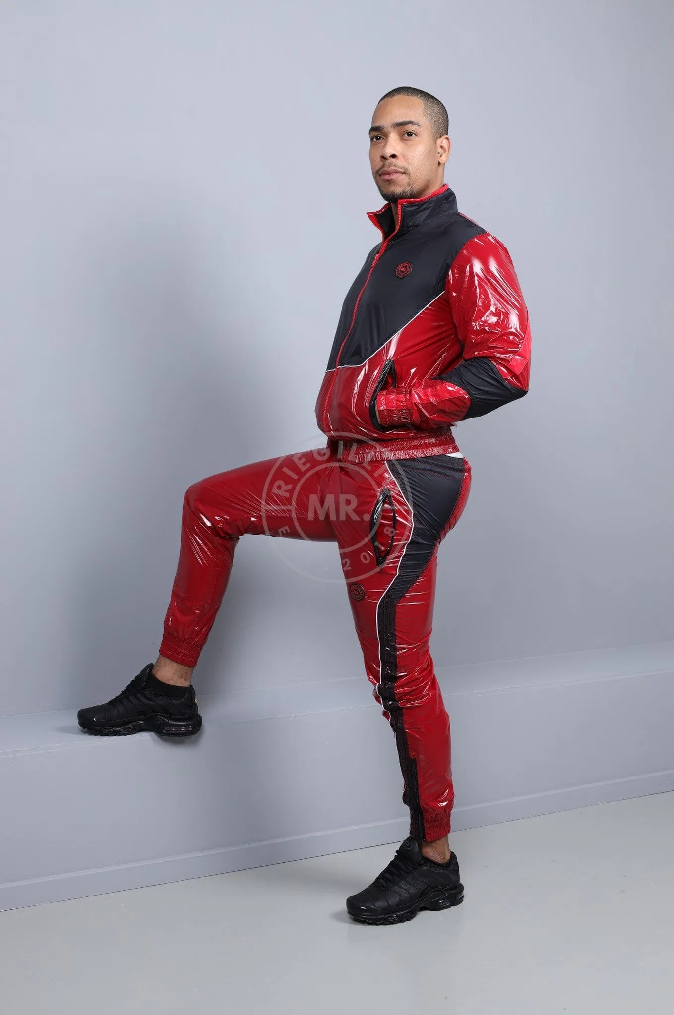 Shiny Nylon 24 Tracksuit Pants - Red