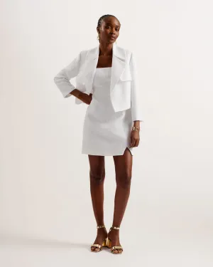 Shiroi Cropped Woven Tailored Jacket White