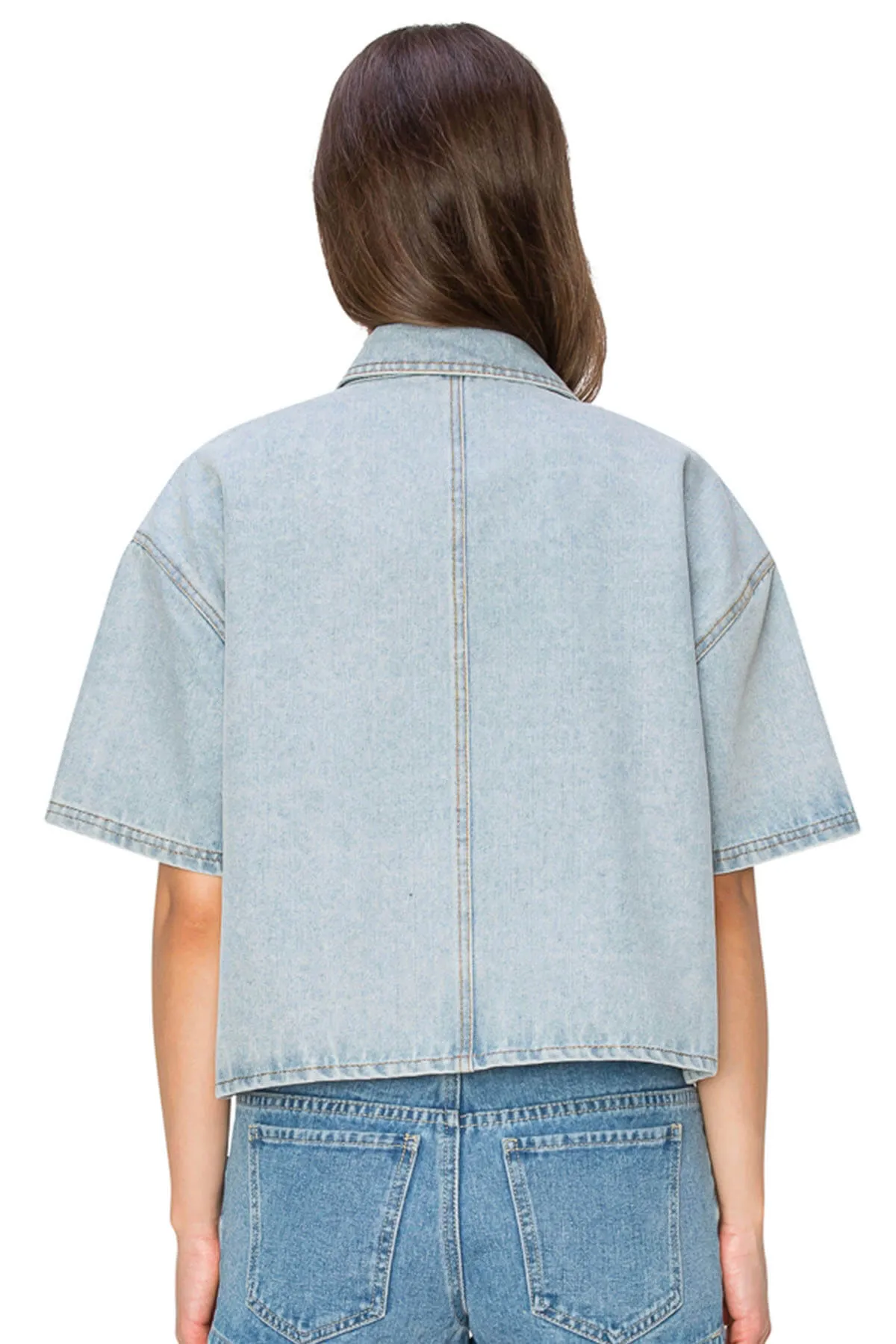 Short Sleeve Denim Jacket - Light Wash