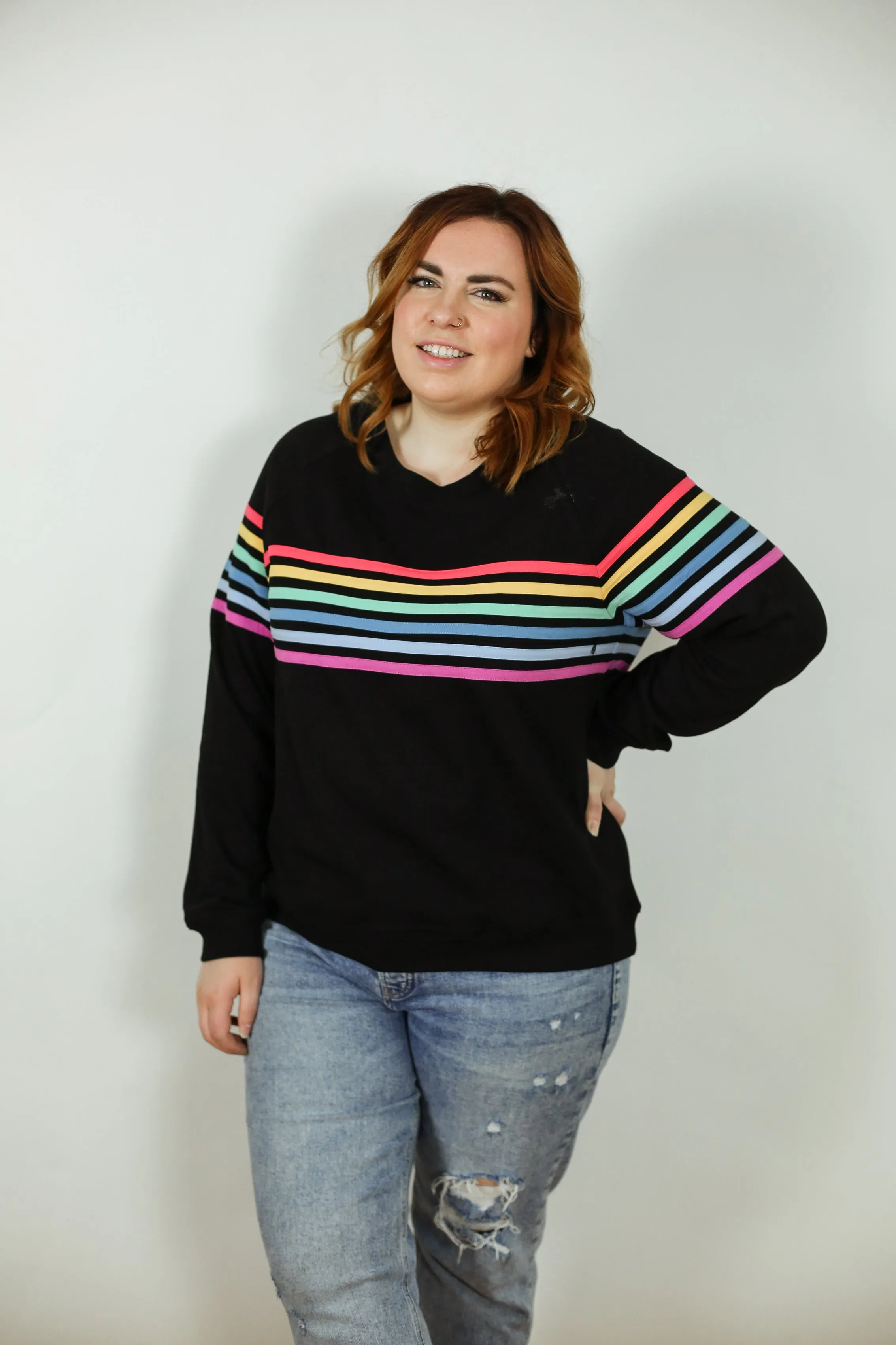 Six Stripe Invisible Zip Breastfeeding Sweatshirt