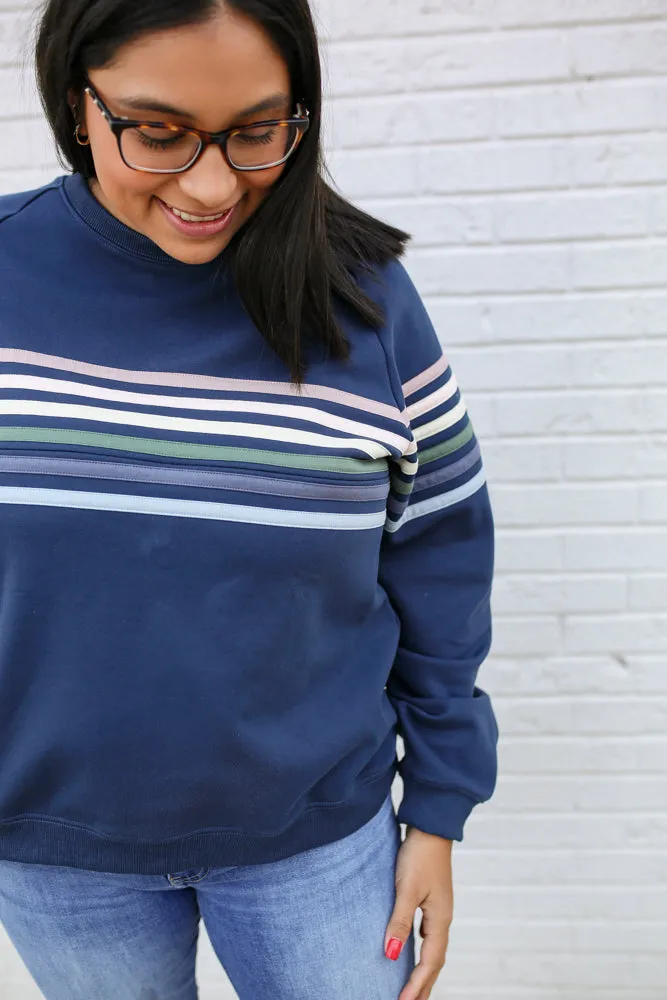 Six Stripe Invisible Zip Breastfeeding Sweatshirt