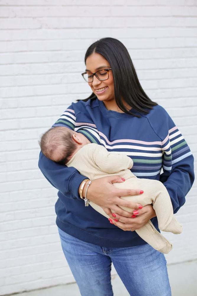 Six Stripe Invisible Zip Breastfeeding Sweatshirt