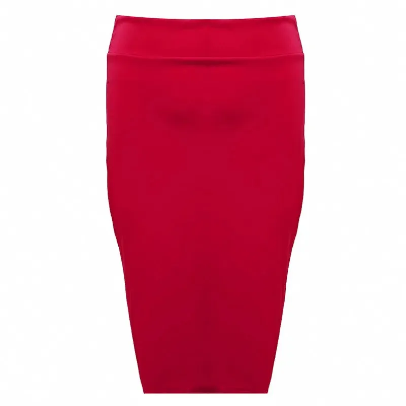 Skinny Pencil Skirt Women High Waist Mid-Calf Bodycon Fashion