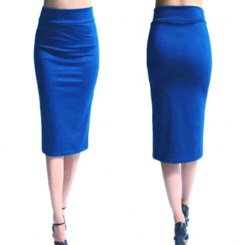 Skinny Pencil Skirt Women High Waist Mid-Calf Bodycon Fashion