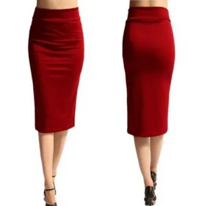 Skinny Pencil Skirt Women High Waist Mid-Calf Bodycon Fashion