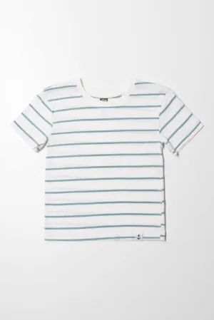 Stripe Short Sleeve T-Shirt White And Bright Blue