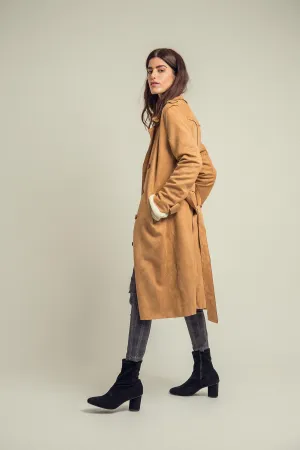 SUEDE TRENCH COAT-KHAKI