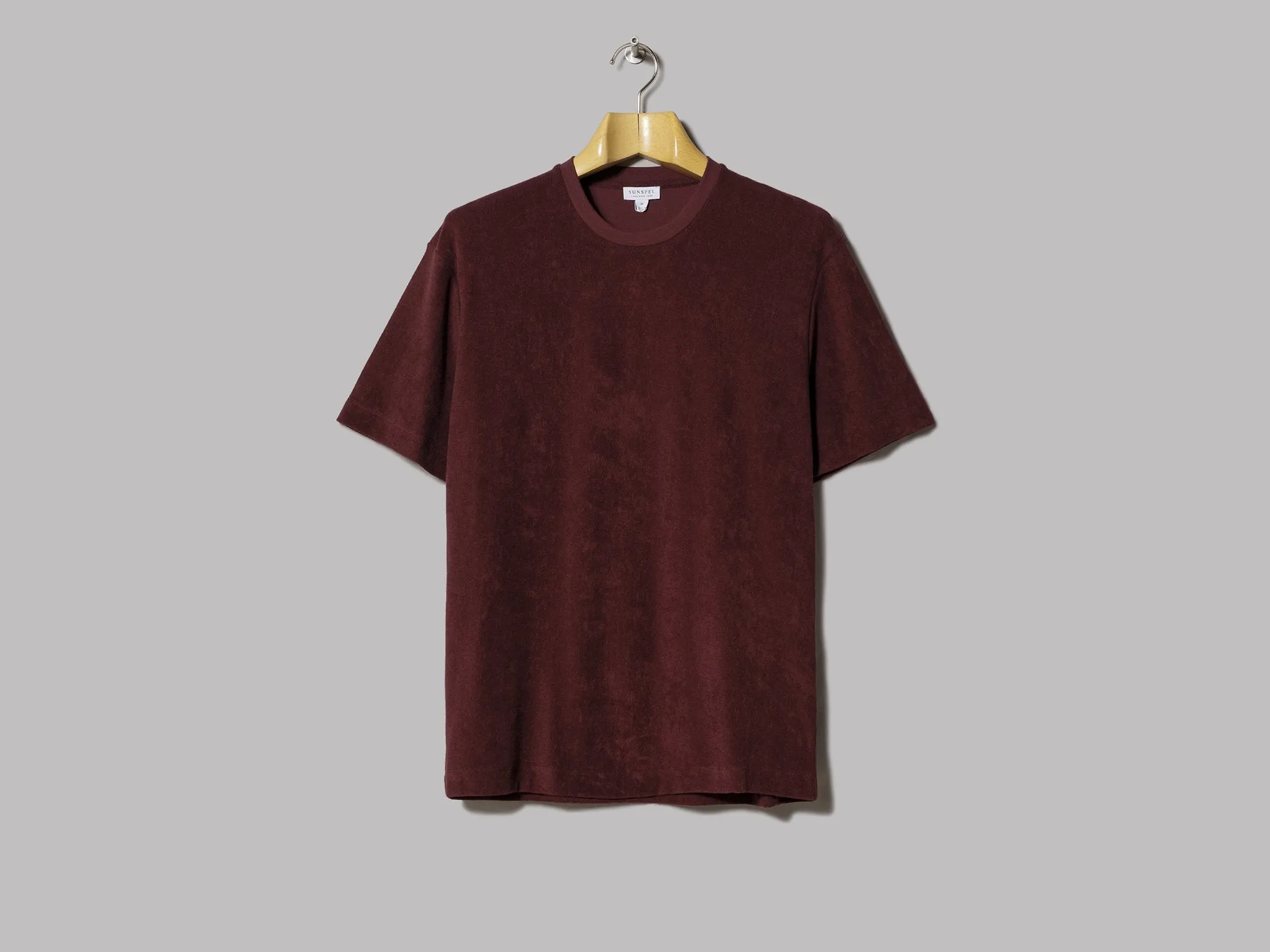 Sunspel Organic Towelling T-Shirt (Maroon)