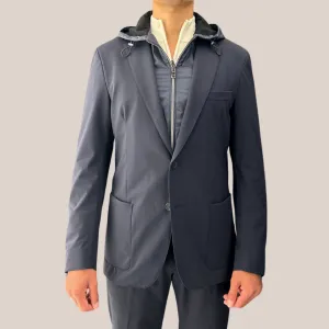 Technical Patch Pocket Blazer with Removable Hood - Navy