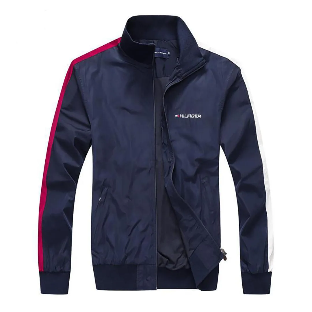 Tom Men's Essential Zip Thru Wind Breaker Jacket-Navy Blue