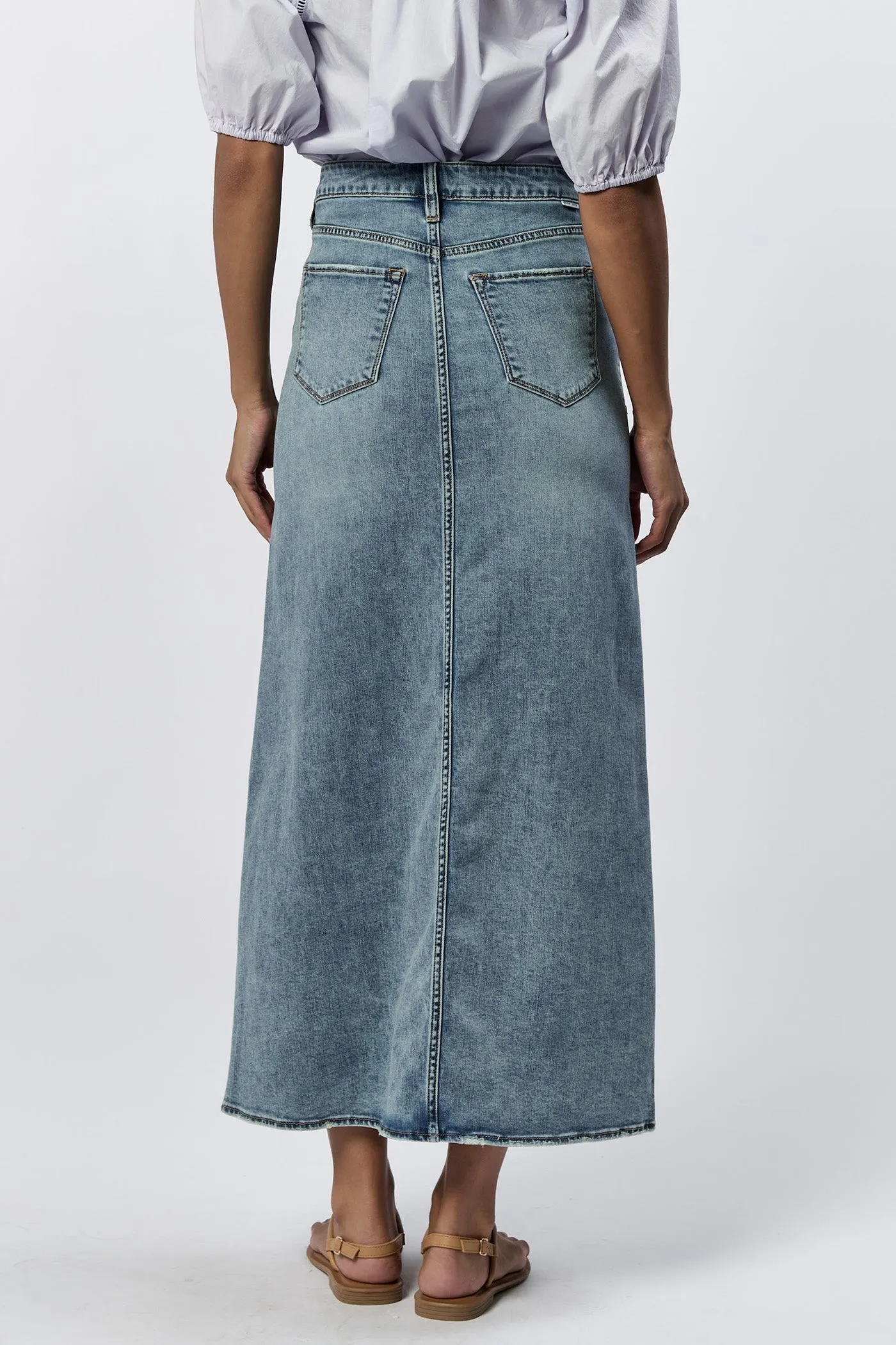 VIANNA CLEAN HEM FRONT SLIT DENIM SKIRT NARVIK