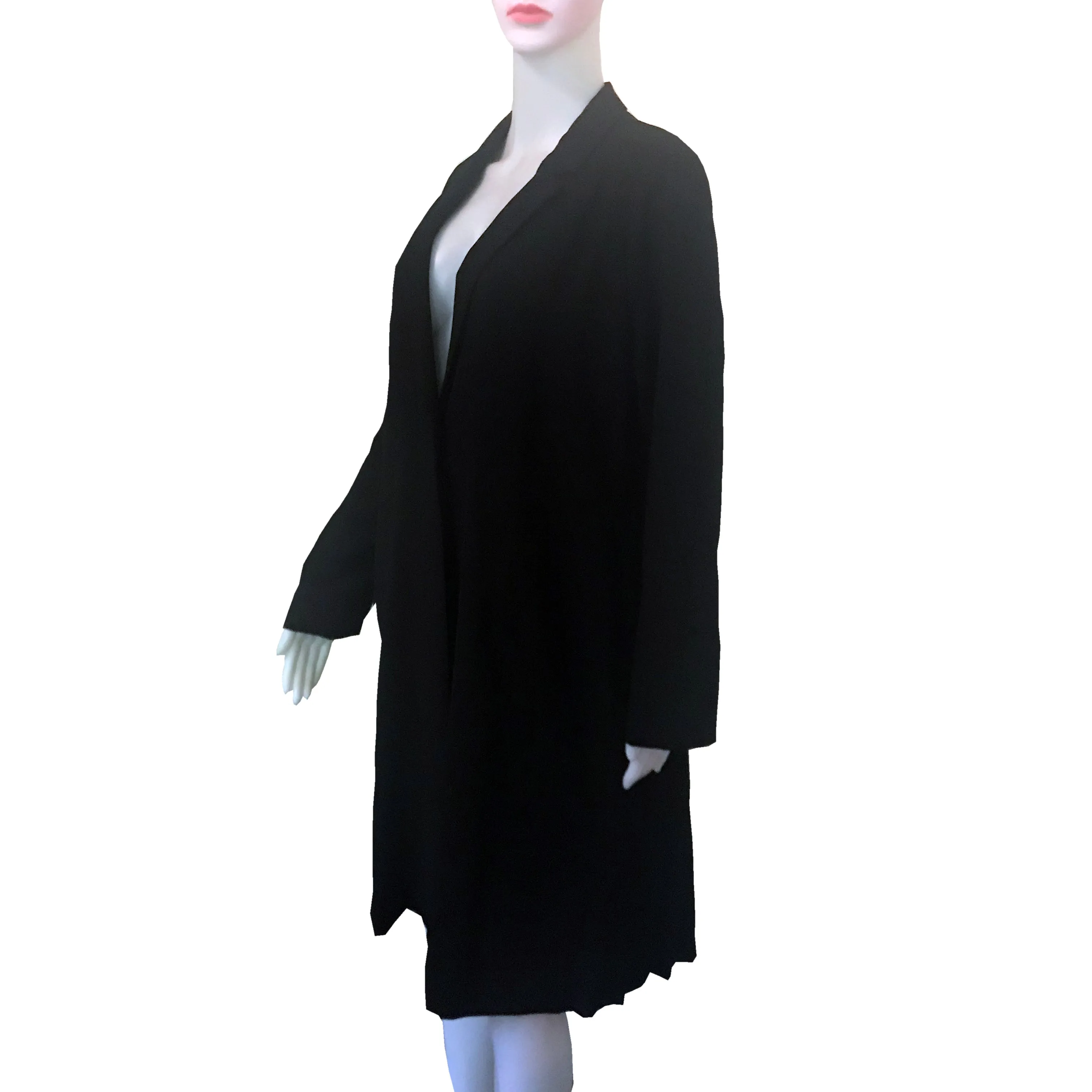 Vintage 1960s Black Pleated Spring Coat