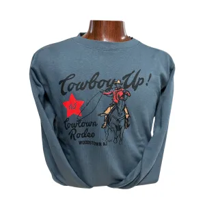 Vintage Cowboy Cowtown Rodeo Crewneck in Lake Blue