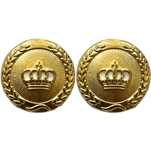 White & Golden King and Queen Crown Design Round 1 Hole Metal Buttons