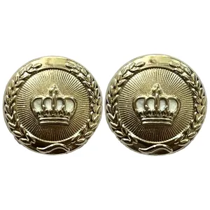 White & Silver King and Queen Crown Design Round 1 Hole Metal Buttons