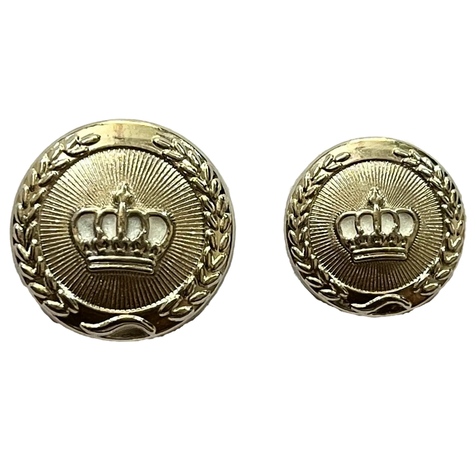 White & Silver King and Queen Crown Design Round 1 Hole Metal Buttons