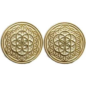 White Golden Color Mandala Design Round 1 Hole Metal Buttons