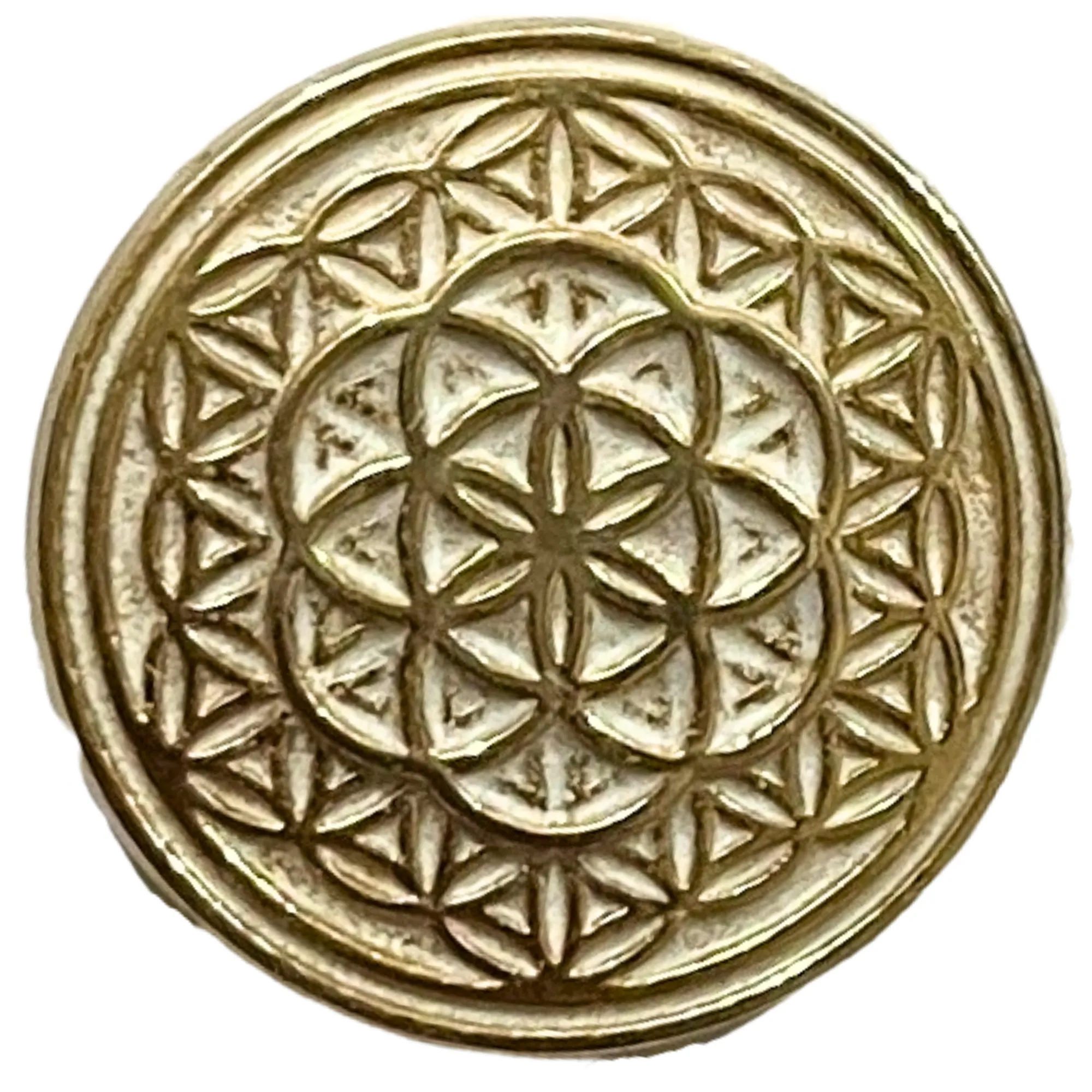 White Golden Color Mandala Design Round 1 Hole Metal Buttons