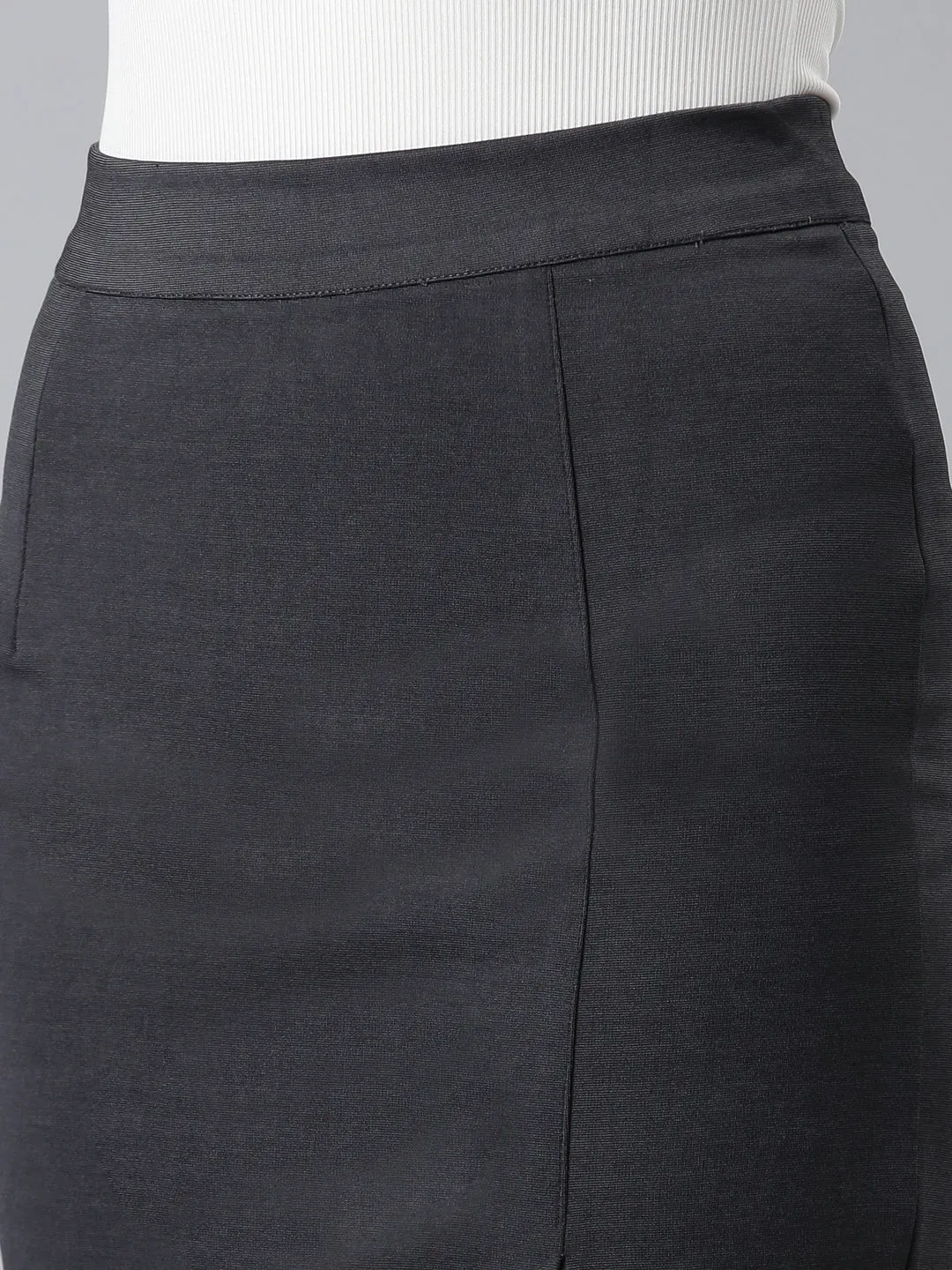 Women Grey Solid Pencil Skirt