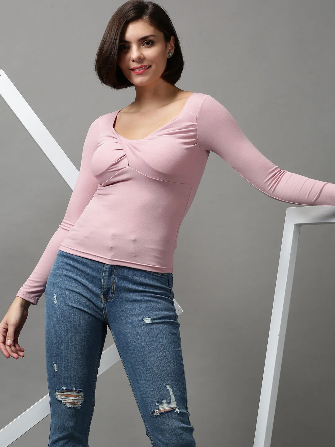 Women's Pink Solid Top