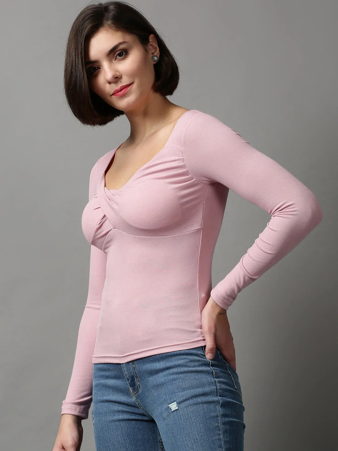 Women's Pink Solid Top