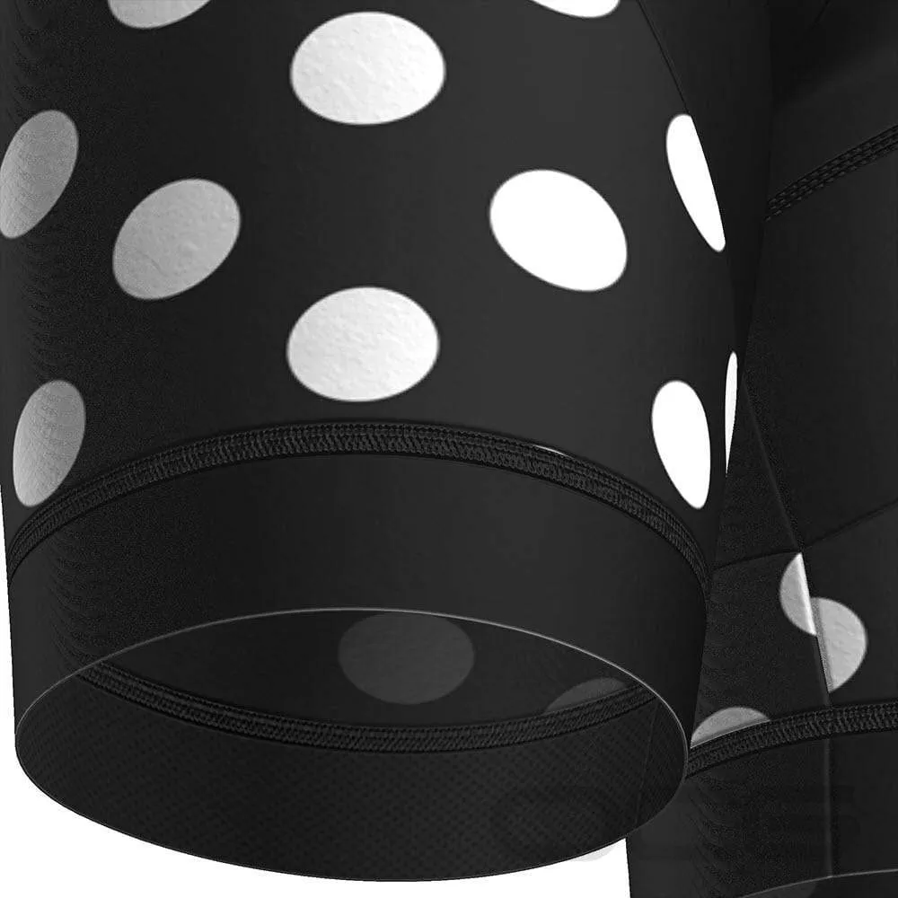 Women's White Polka Dots on Black Gel Padded Cycling Shorts