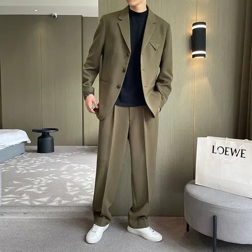 xiangtuibao Male Business Office Dress Suit Jacket Blazers Men Korean Streetwear Fashion Loose Casual Vintage Blazer Coat Suit