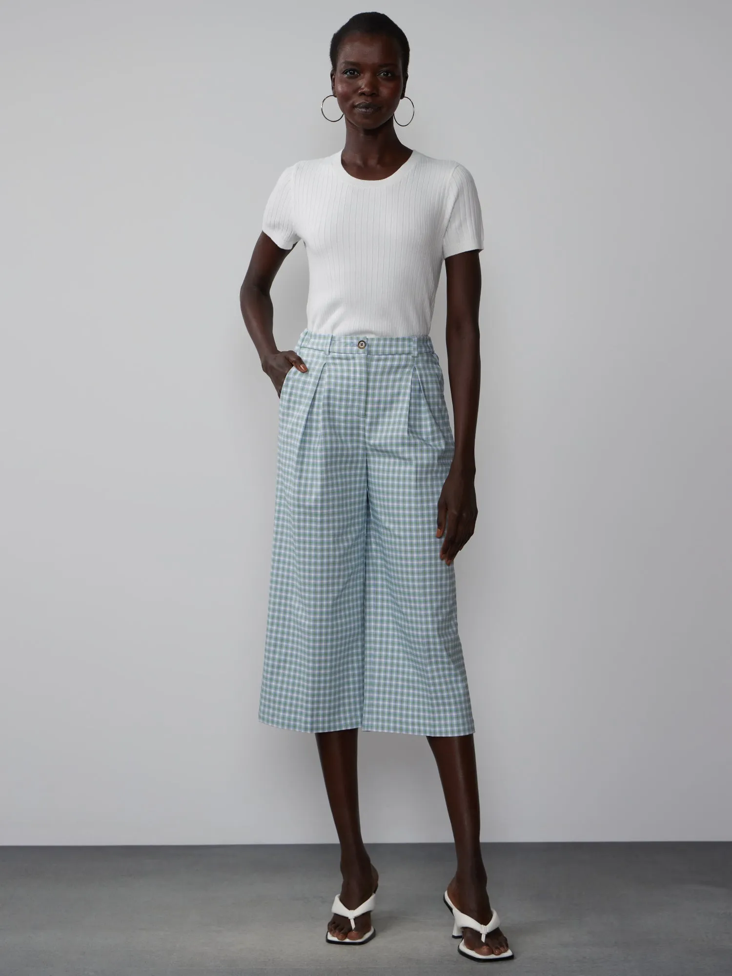 Yarn-Dyed Plaid Culotte