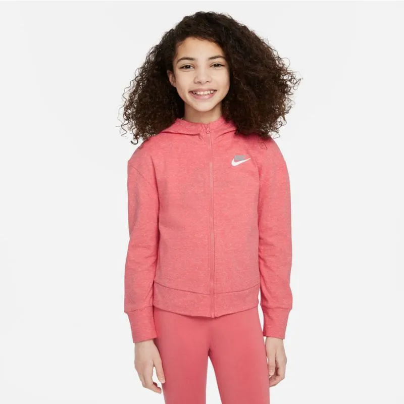 Zippered Pink Nike Hoodie for Girls with Cozy Side Pockets